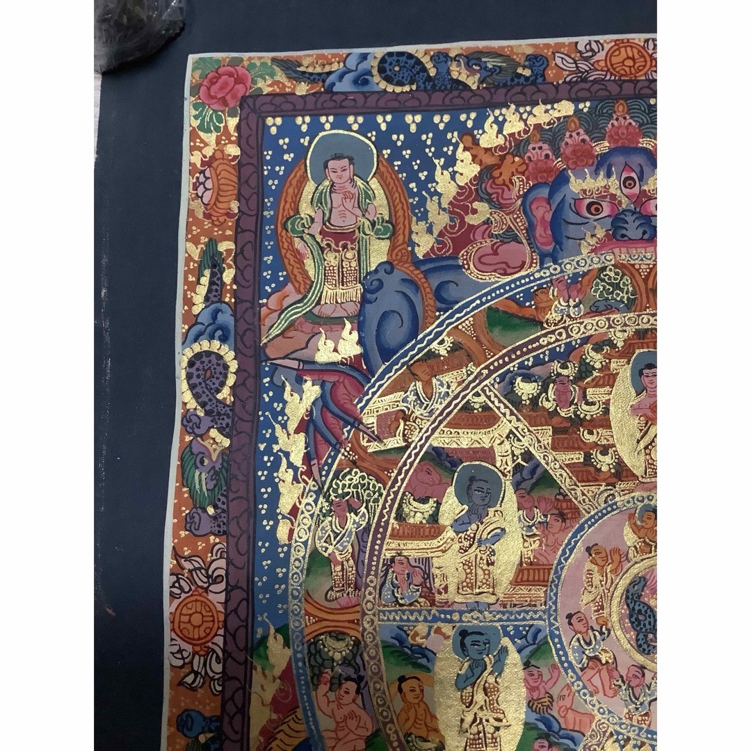チベット密教 新品 1点物 》 手描き 曼荼羅 仏陀 六道輪廻 仏教 c2