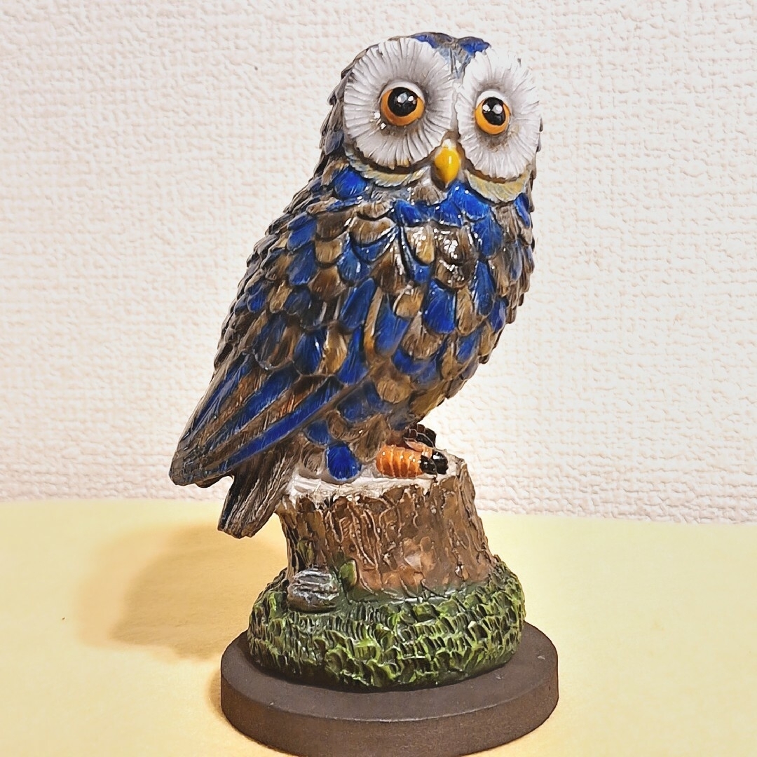 Baccarat 青色ガラス動物オブジェ フクロウ Baccarat 青色ガラス動物