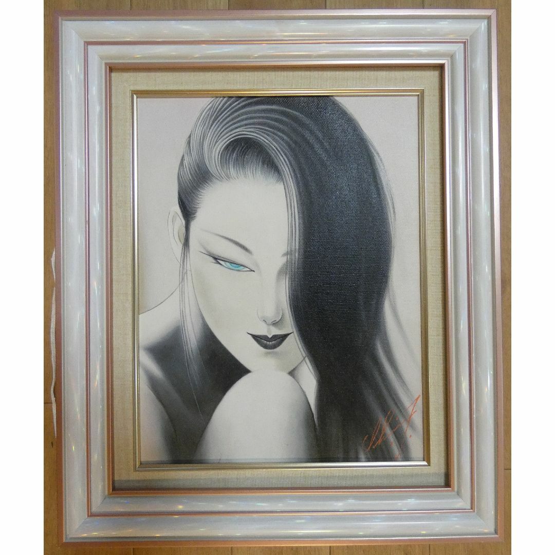 値下げ】美人像 油絵 鶴田一郎 人物画 F6 額付き 手描き 肉筆 値下げ
