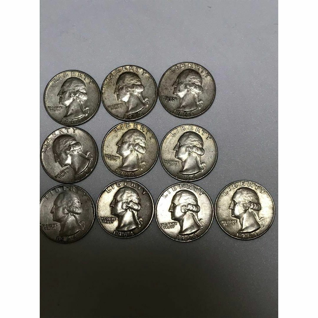 10枚セット・美品】1964年 ワシントン・クォーターダラー銀貨 10枚