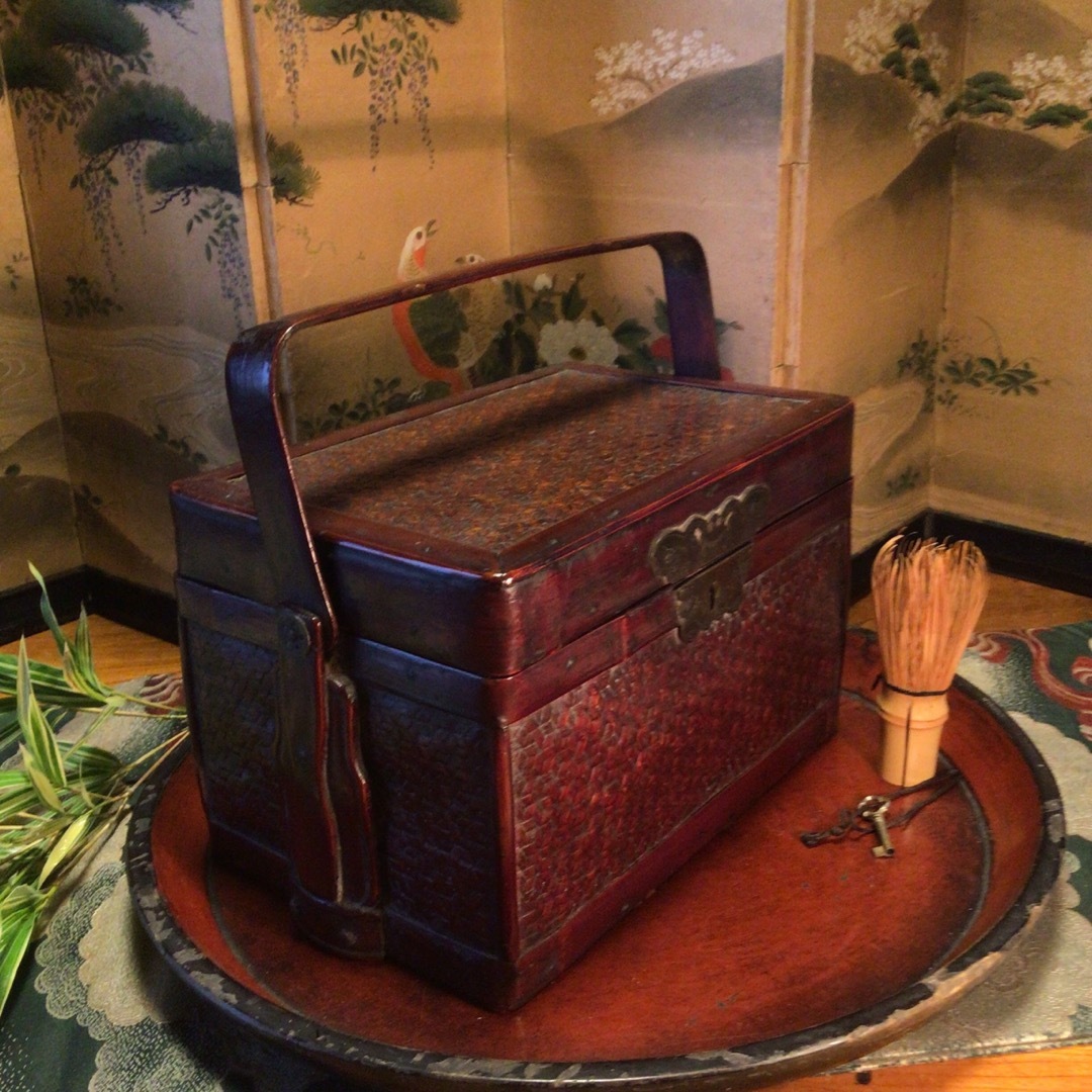 珍品】煎茶道具 堤藍 茶籠 竹籠 バスケット 骨董品 唐物 1客 明治時代