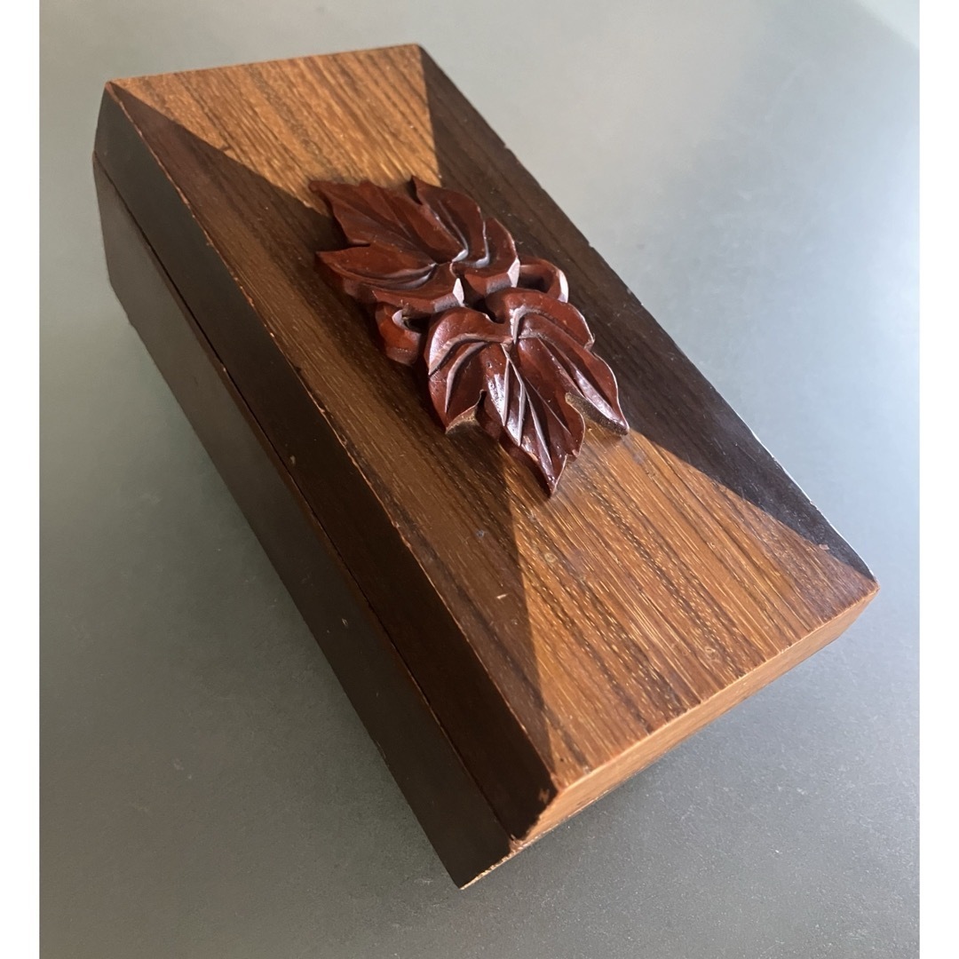 昭和レトロ オルゴール 木製箱 木彫 ビンテージ 宝石箱 ジュエリー