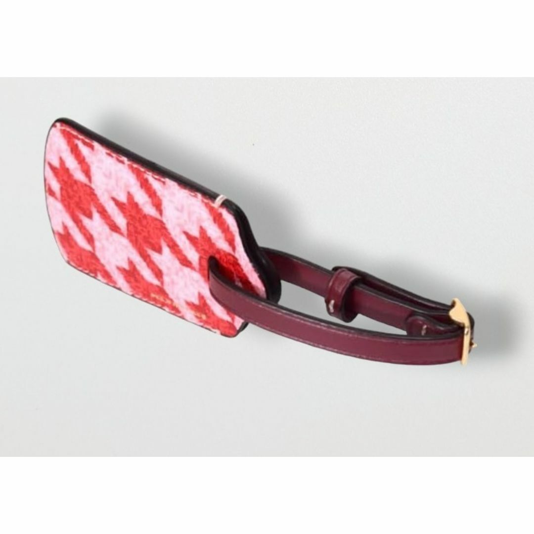 コーチ Coach 荷物タグ ラゲッジタグ 千鳥格子柄 ピンク レッド コーチ