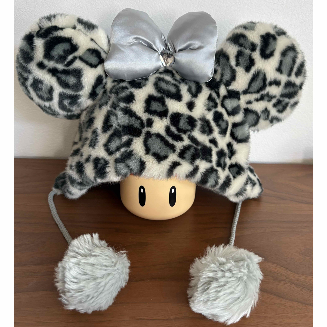 ディズニーミニーちゃんファンキャップ ヒョウ柄 帽子つきマフラー