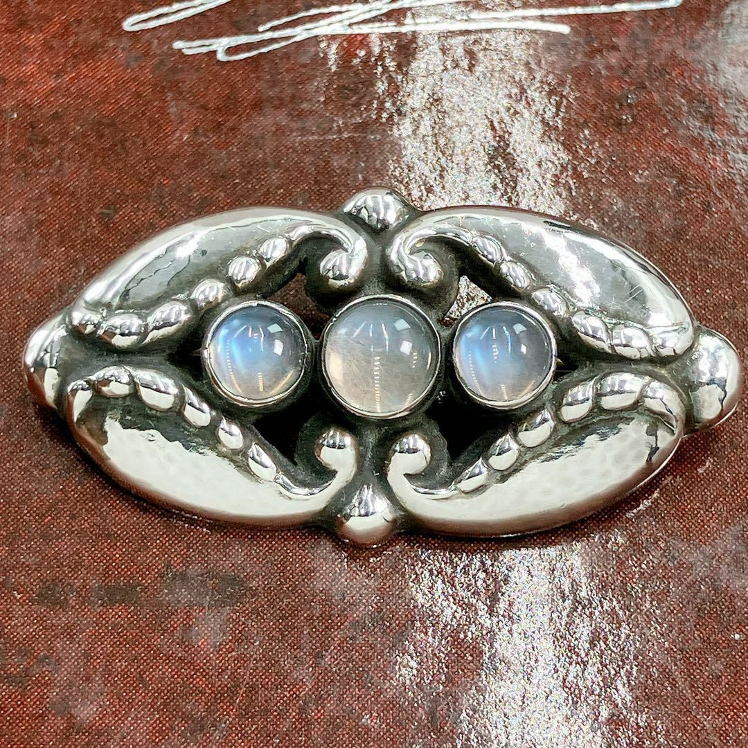美品✨ジョージジェンセン ブローチ ムーンストーン 156 シルバー925