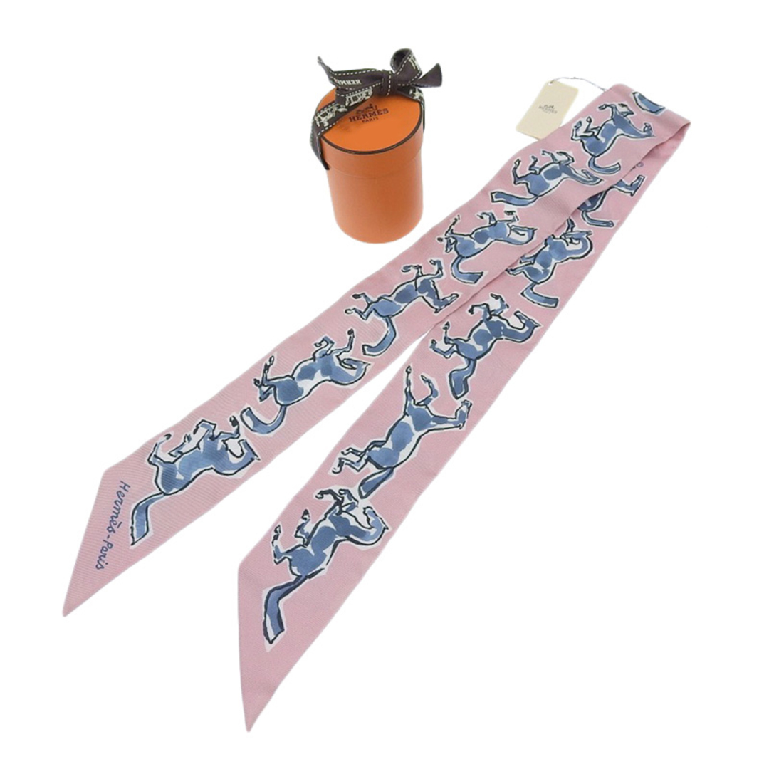 HERMES - エルメス HERMES ツイリー スカーフ シルク ピンク 馬 中古