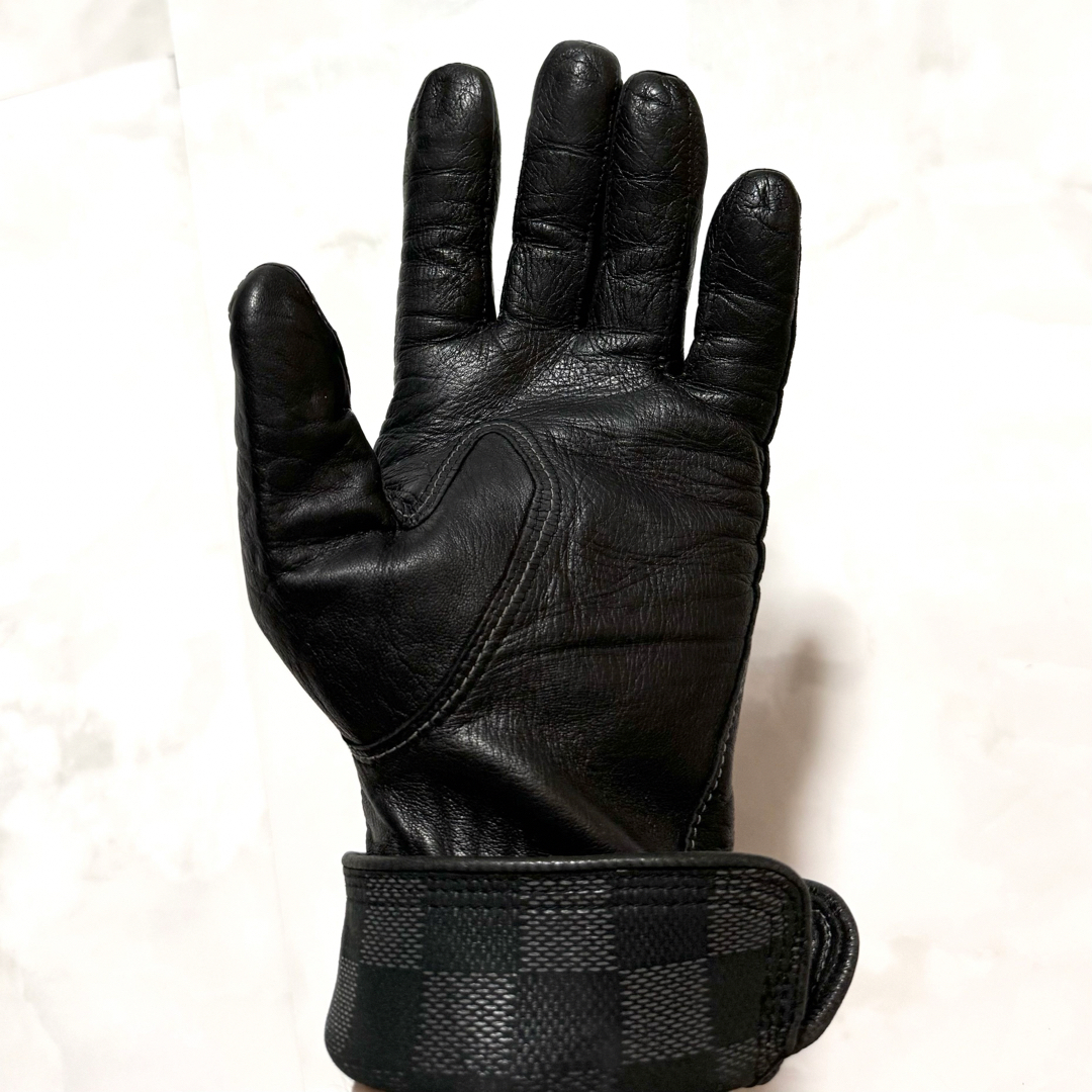 高級品✨LOUIS VUITTON レザー 手袋 黒 ダミエ柄 23cm 【公式通販】