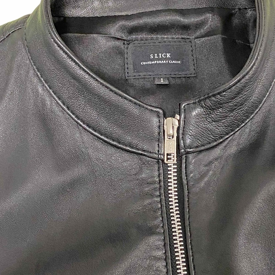 SLICK - SLICKスリック ライダースジャケット ラムレザー ブラック黒