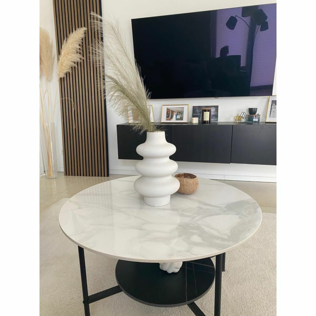 特価セール】UNHO センターテーブル 大理石 ローテーブル 丸型 幅80