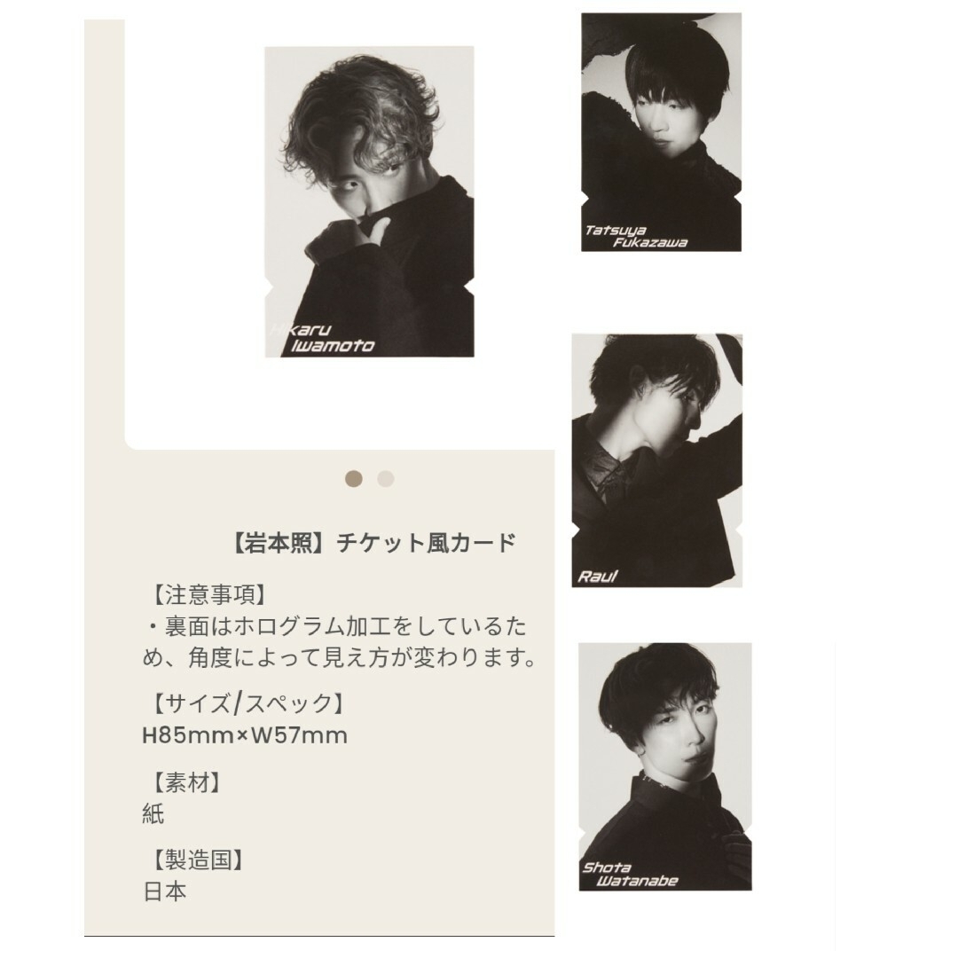 Snow Man - Snow Manドームツアー「RAYS」公式グッズ チケット風カード