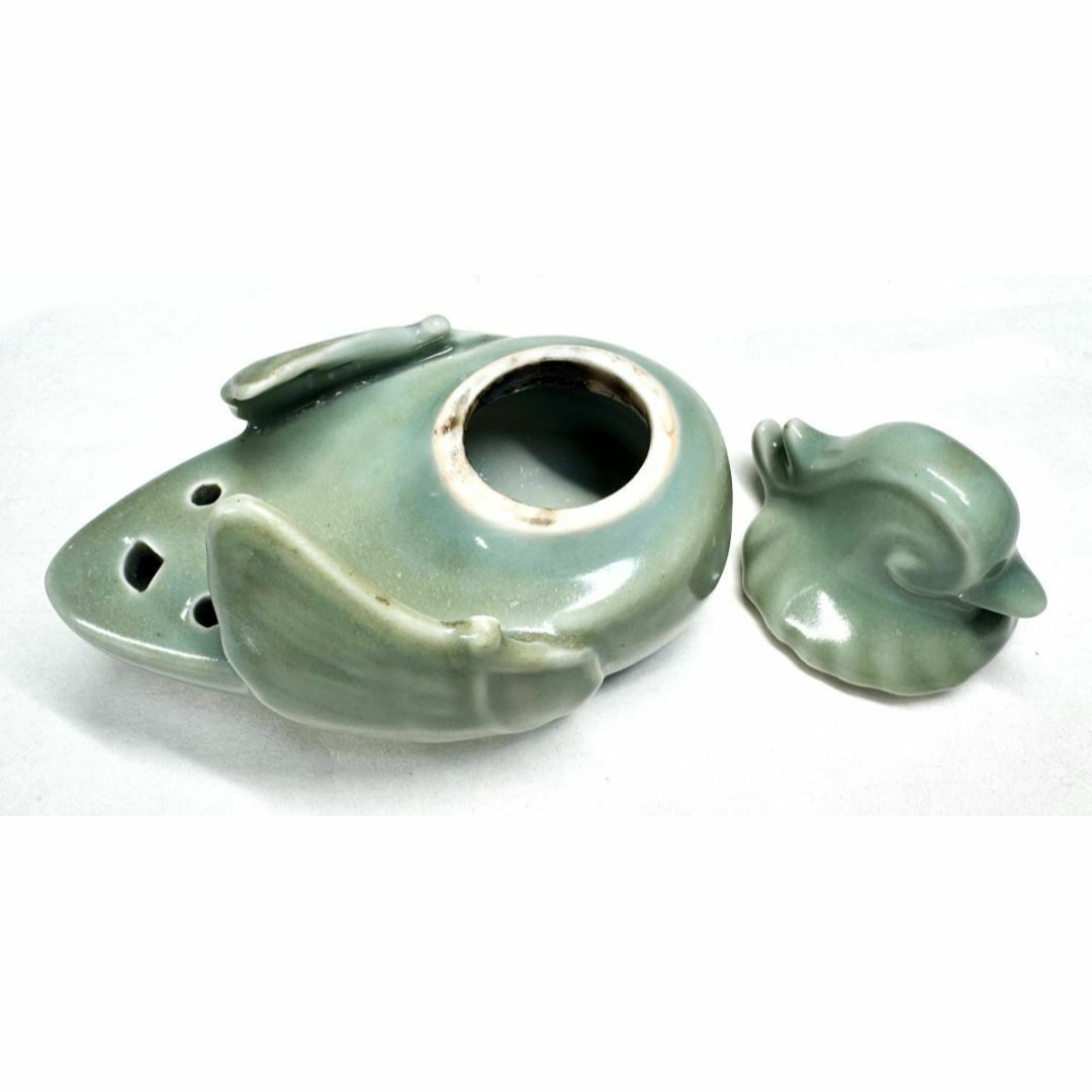 西】O134 朝鮮美術 李朝 高麗青磁 鉢 発掘品 古玩 高麗 青磁鴛鴦香炉