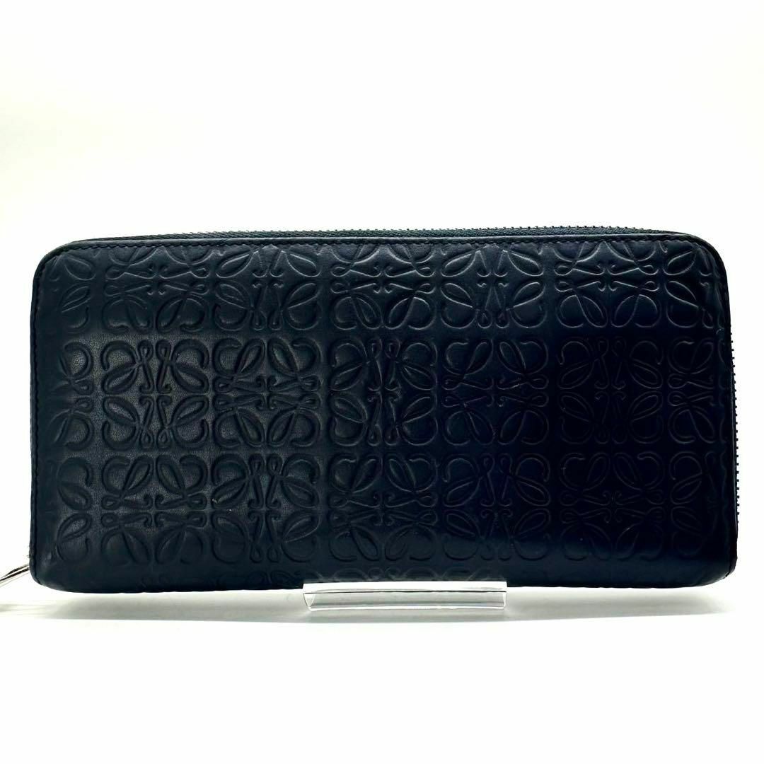 コーチ&ロエベ】長財布リピートアナグラムラウンドファスナーネイビー