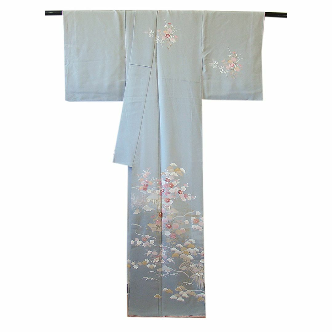 縁」150cm～156cm 極上濵ちりめん 金彩加工染 訪問着 正絹 C674