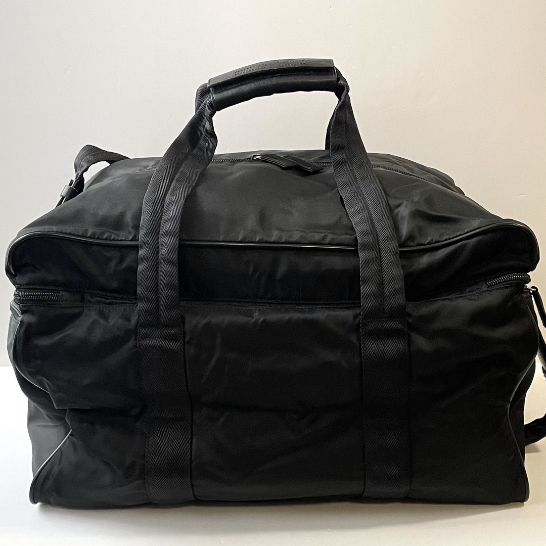 美品】PRADA プラダ ボストンバッグ 旅行かばん ナイロン×レザー 黒