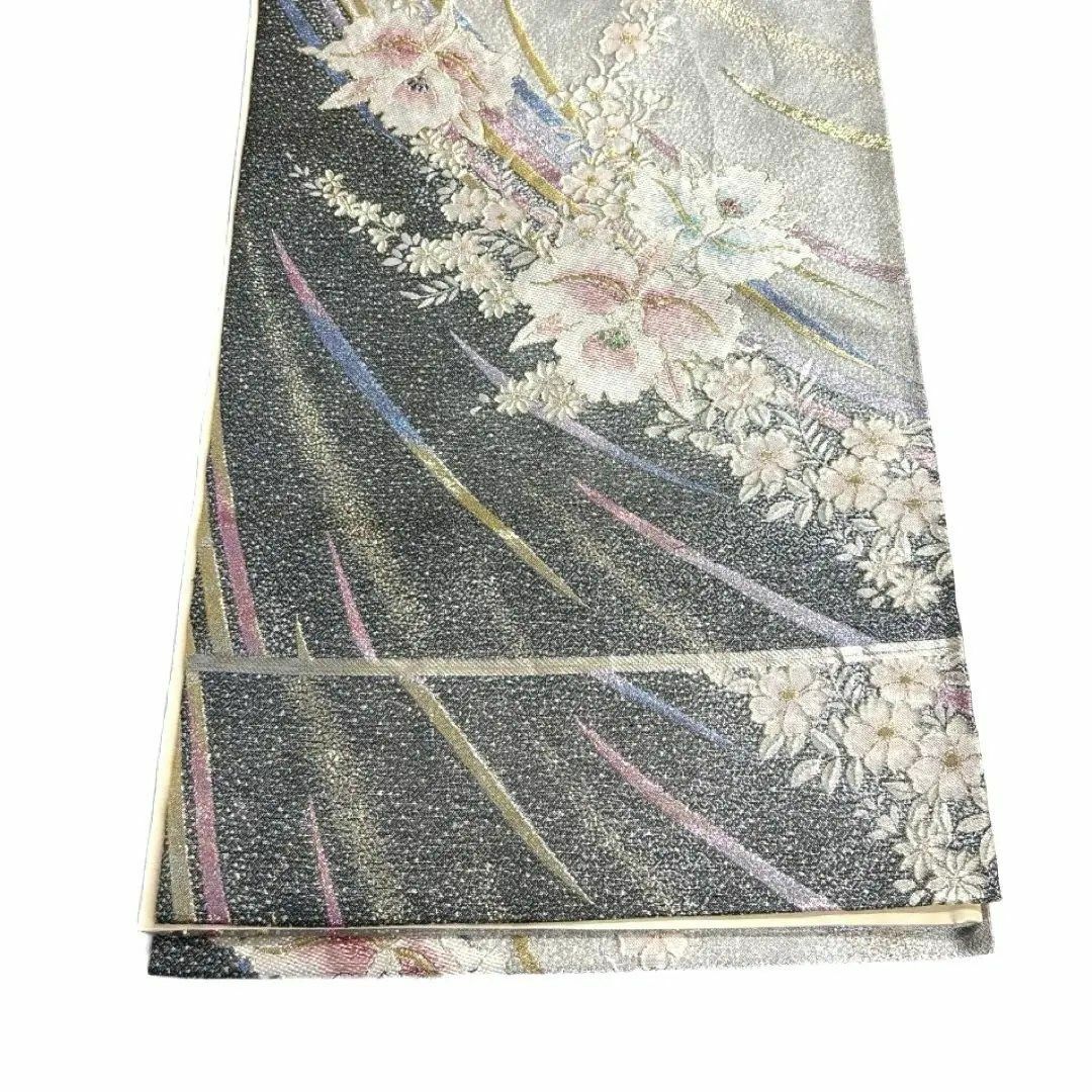 振袖帯 花模様 桜 流線 金糸 袋帯 着物 123a d