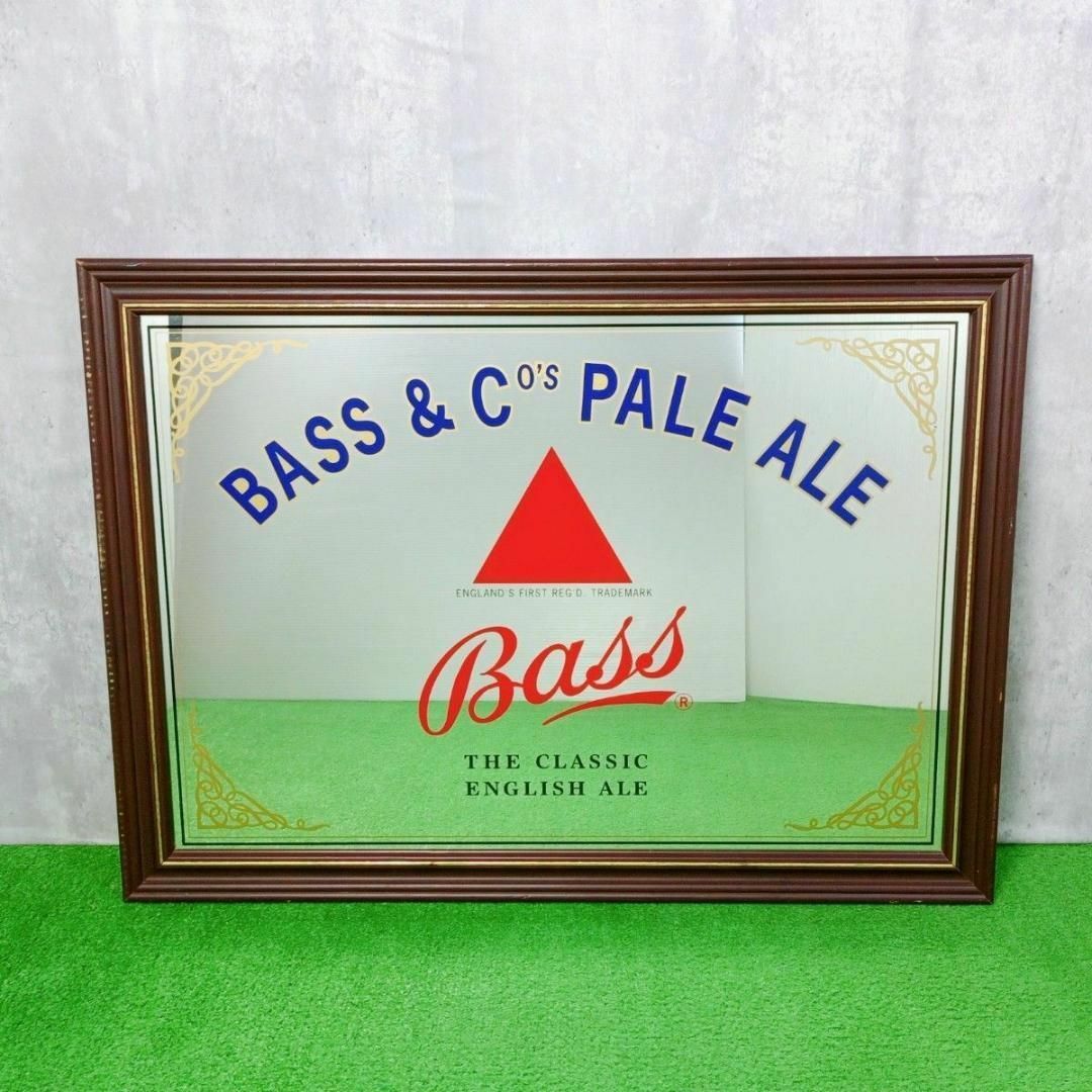 稀少 レトロBASS＆PALEALEバス ペールエール パブミラー 鏡 壁掛け