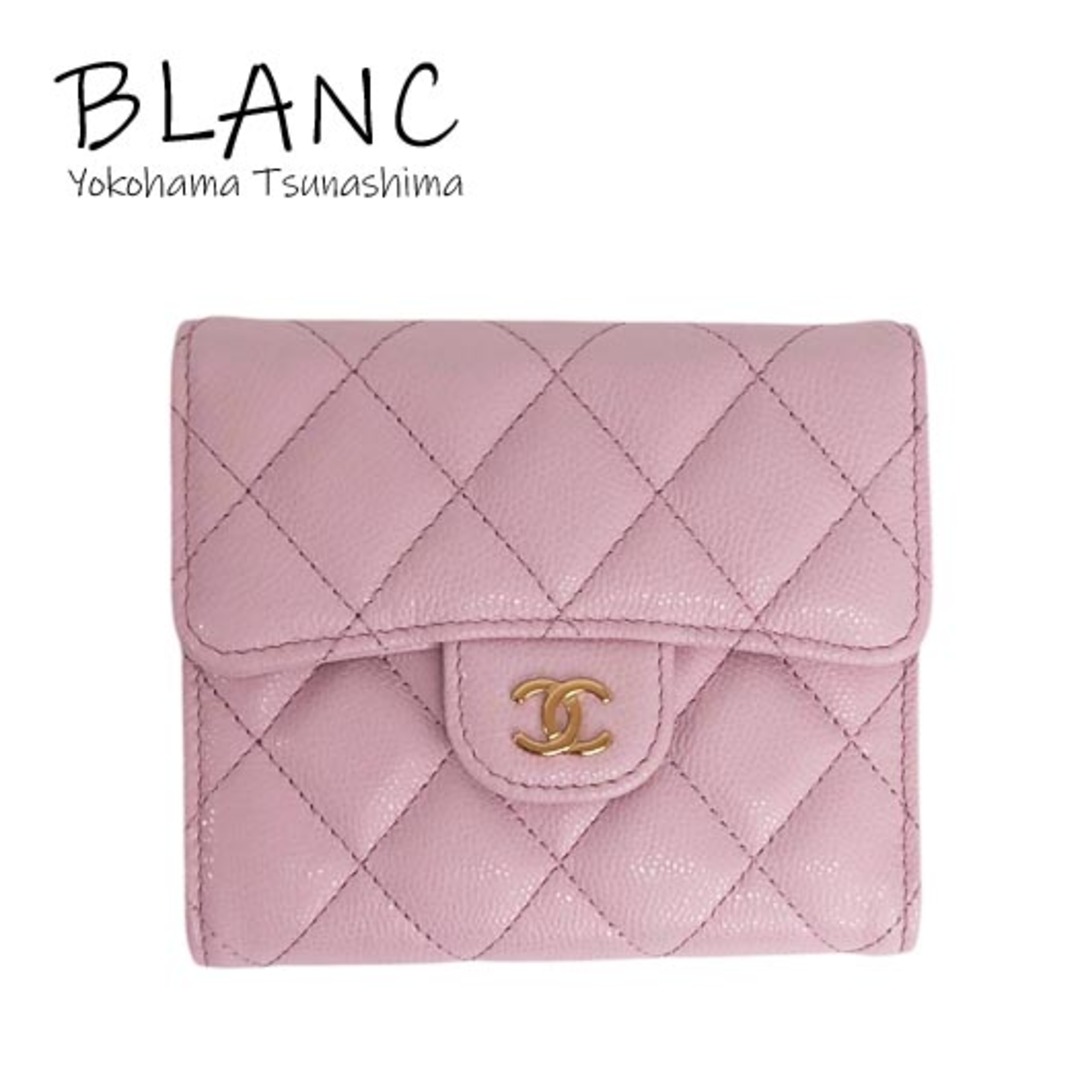 シャネル タイムレスクラシックライン 三つ折り財布 キャビアスキン
