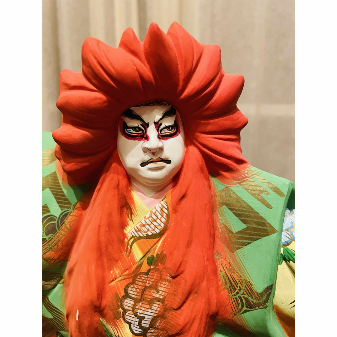 美品】博多人形 連獅子 川崎虎雄（乕雄）作 親獅子の精 仔