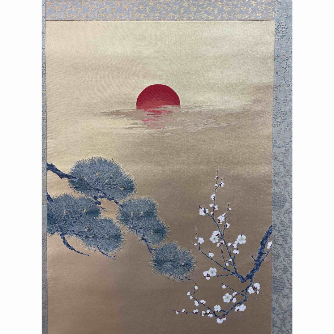 西陣織掛け軸 高砂 佐藤重教作 純金糸使用美品 西陣織掛け軸 高砂 佐藤