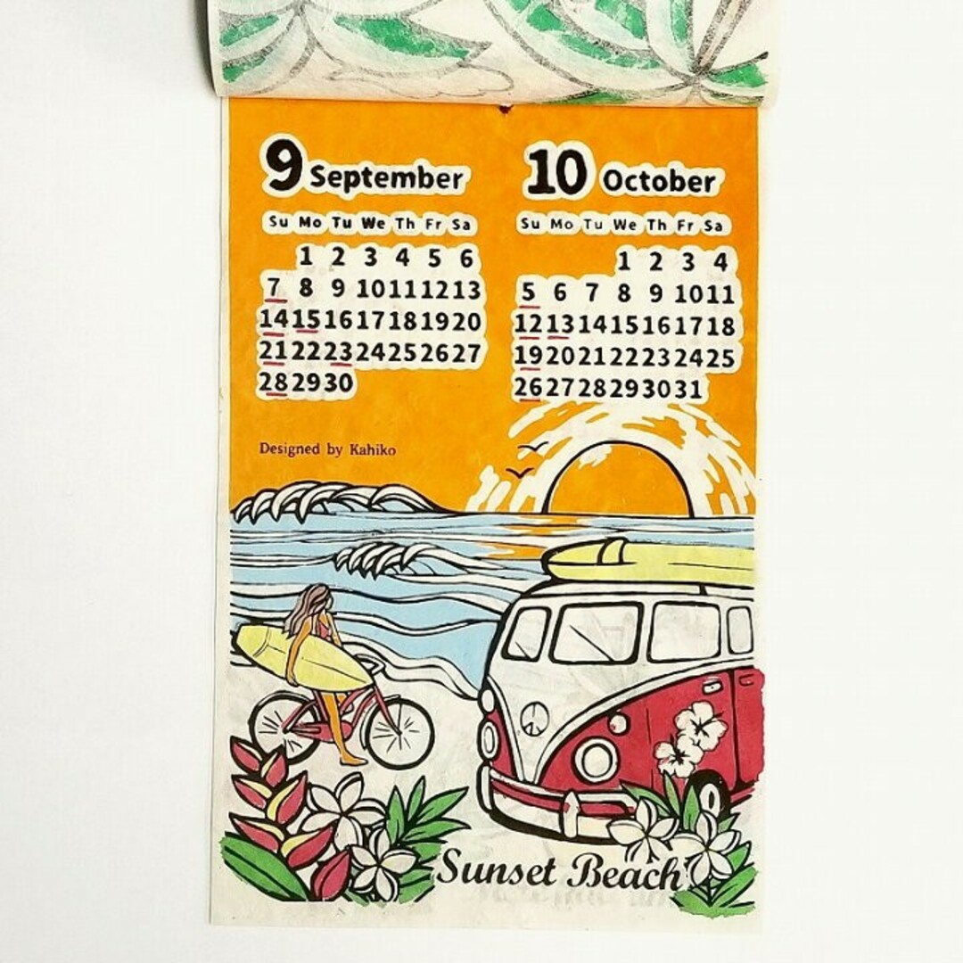 カレンダー 35】アロハ2025年 ハワイアン雑貨☆ポスター壁掛け手染め