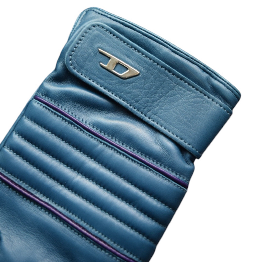 DIESEL オーバルディー ロゴプレート レザー グローブ