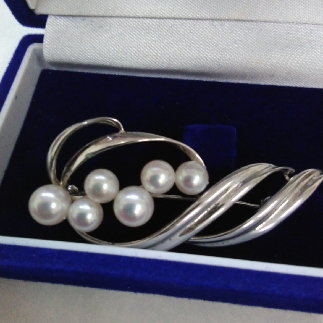 MIKIMOTO ミキモト パールブローチ シルバー M S 刻印 Pearl MIKIMOTO