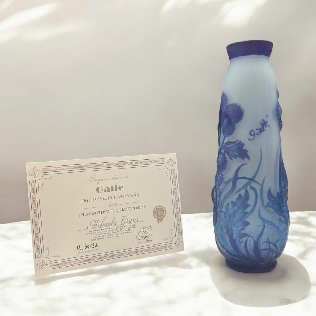 ◇証明書付◇EmileGalleエミールガレ 花瓶 16cm×9cm カメオ彫り