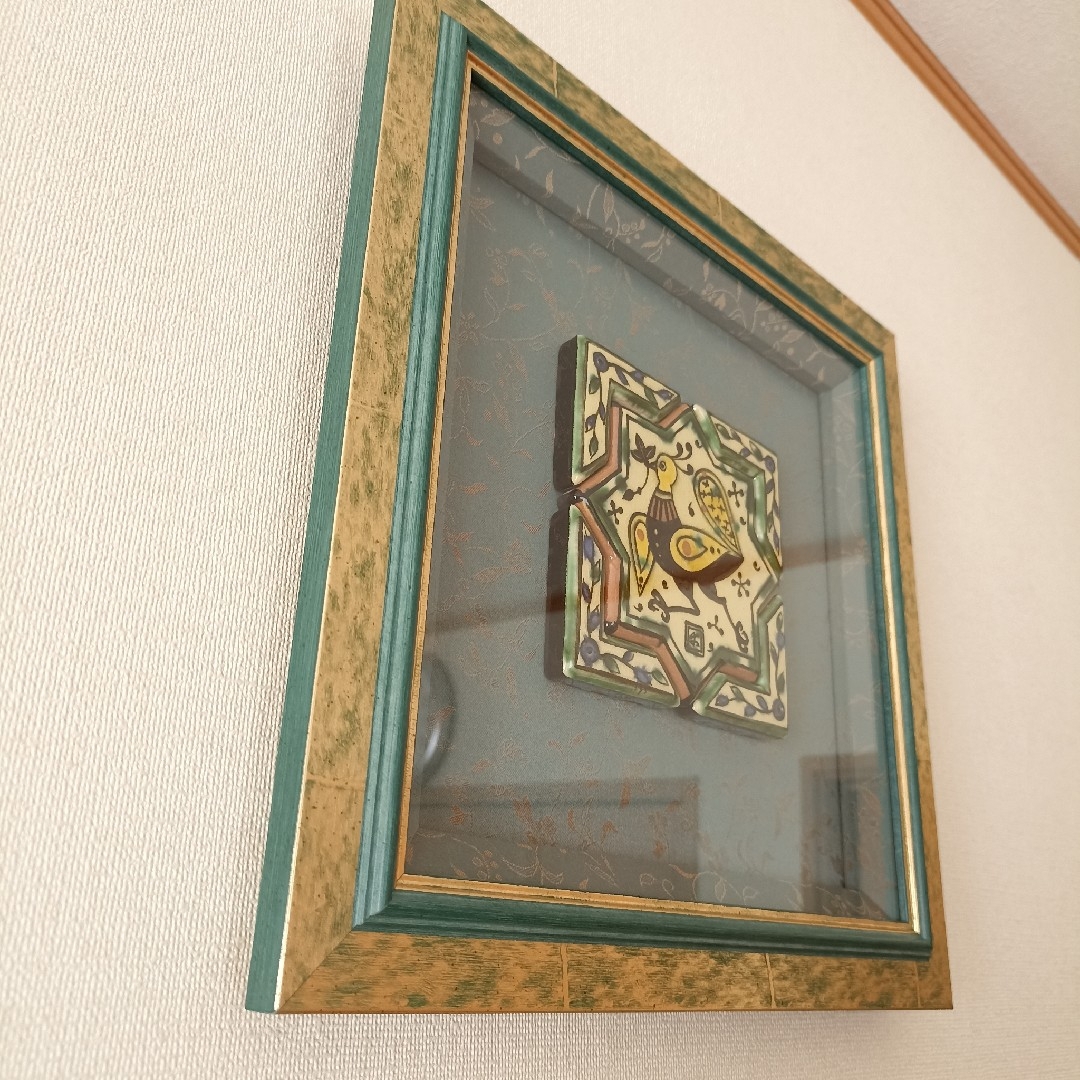 美品 幸兵衛窯 美濃焼 色絵陶額「遊鳥」化粧箱入 KOBEIGAMA 日本