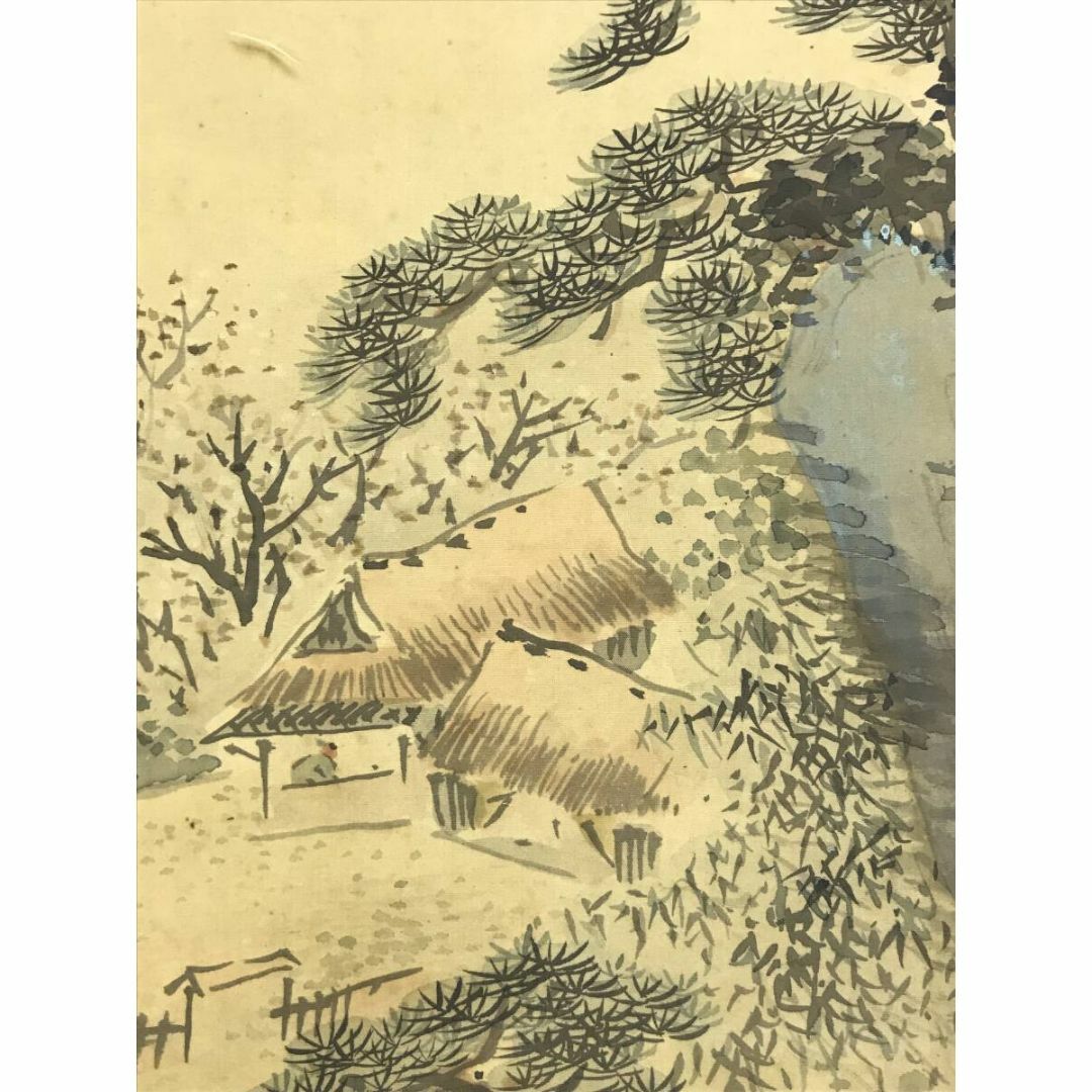 真作/山田秋坪/山水図/山屋訪友/山水人物図/掛軸☆宝船☆