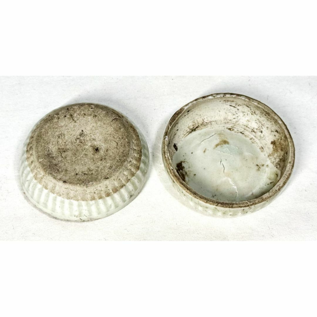 宋時代 安溪窯青白磁印花文香合 時代品 伝世品焼物 歴史唐物 ウブWWTT112