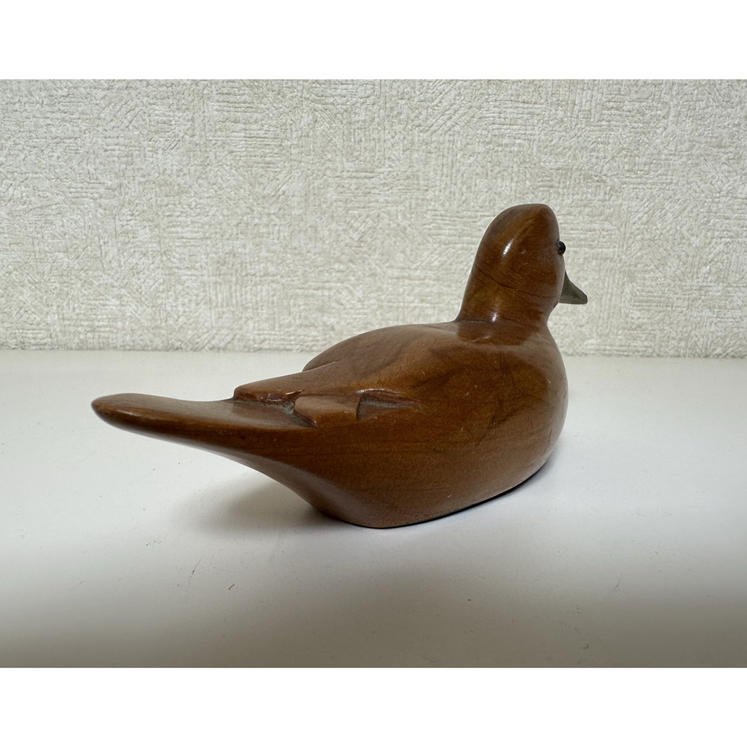 縁起物 天然木 子鴨 カルガモ 鳥 木彫り置物 カモ 鴨 小鴨 水鳥 バード