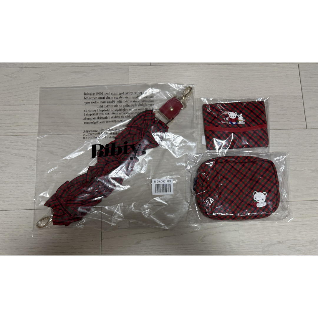 familiar Bibiy 赤チェックストラップファミリアビビィ