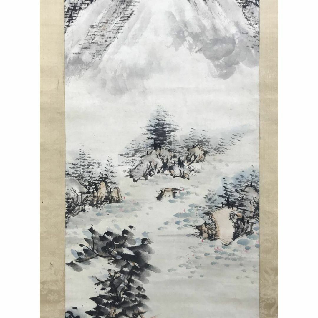 真作/中林竹渓/池亭観蓮図/山水人物図/山水図/人物図/掛軸☆宝船☆AF