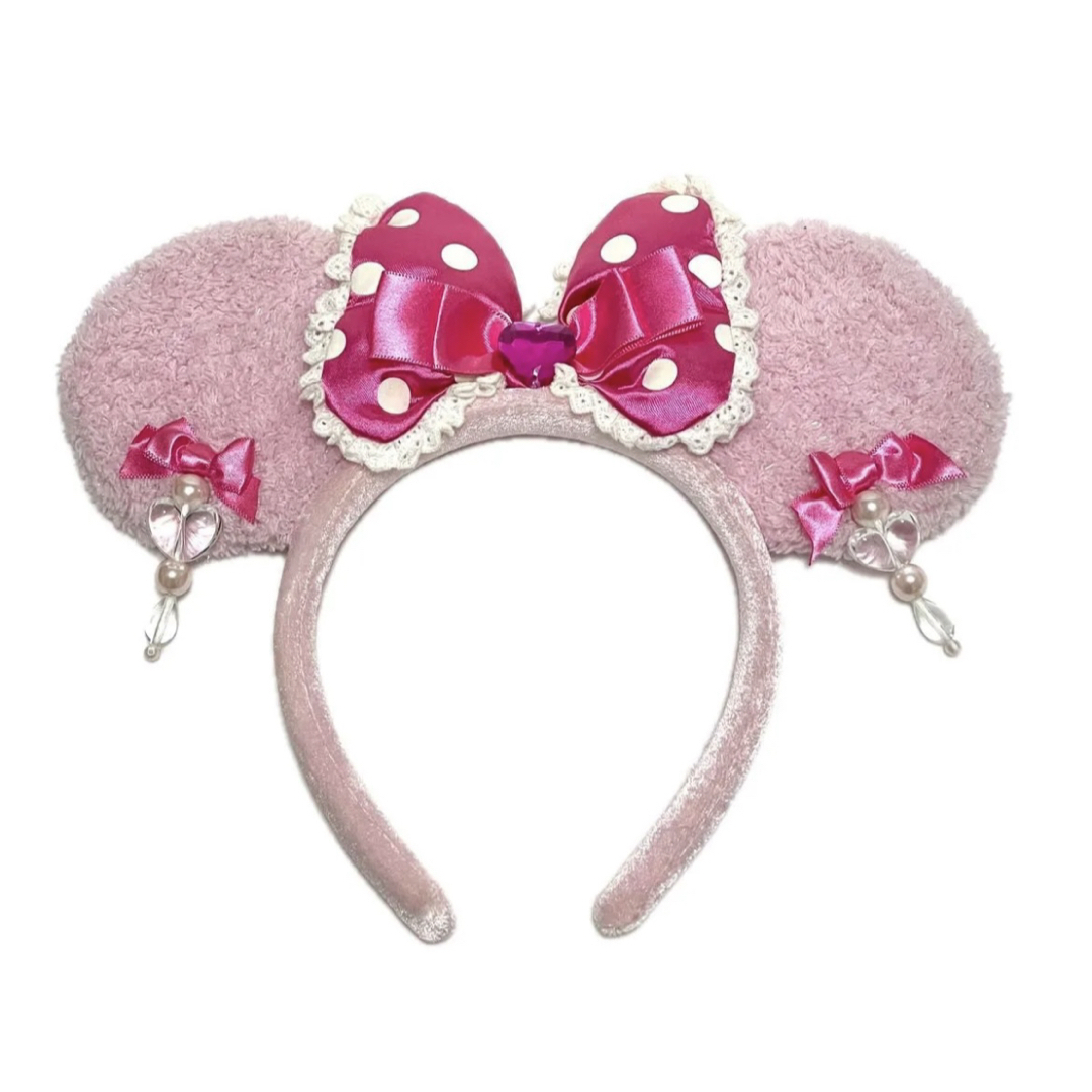 ディズニーミニー 水玉イヤリングカチューシャピンク ふわふわ 廃盤 レア