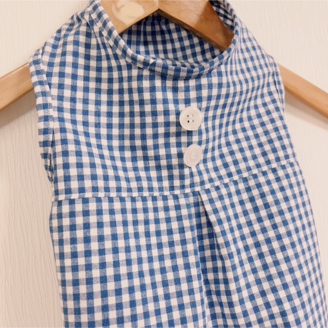 犬服 ハンドメイド ワンピース ギンガムブルー