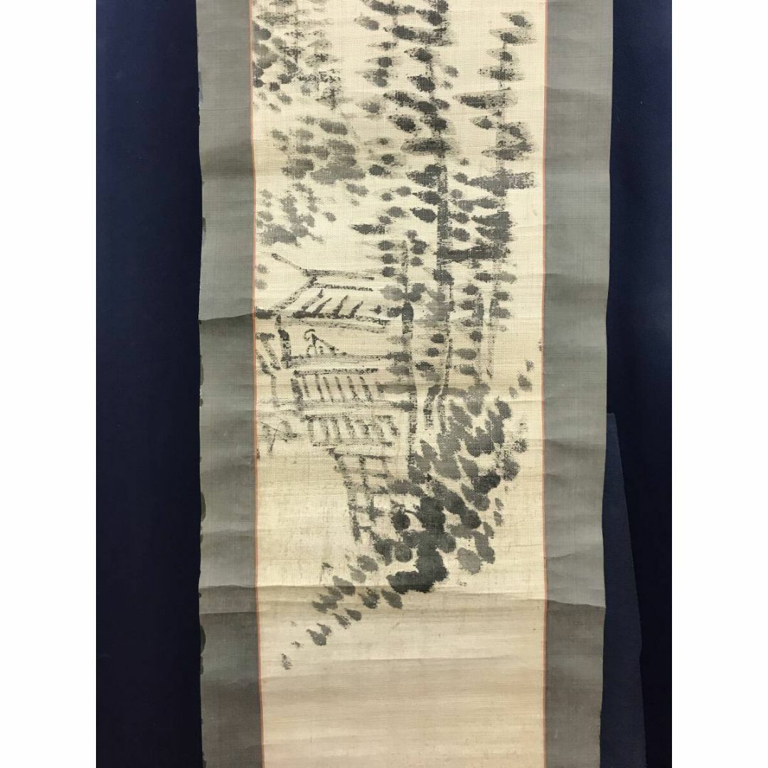 真作/田能村直入/山水人物画賛/小巾/掛軸☆宝船☆AI-776