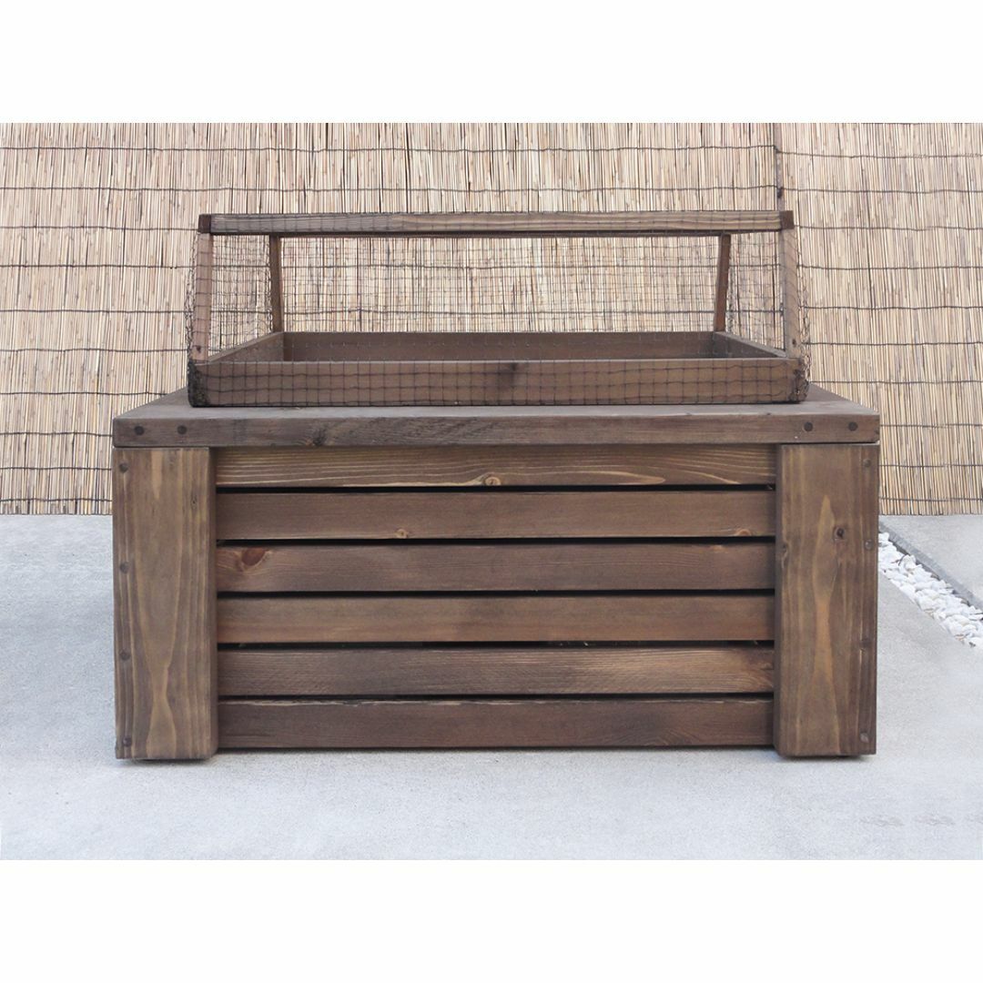 高さのあるビオトープ40L トロ舟＆木枠セット（3D型防鳥