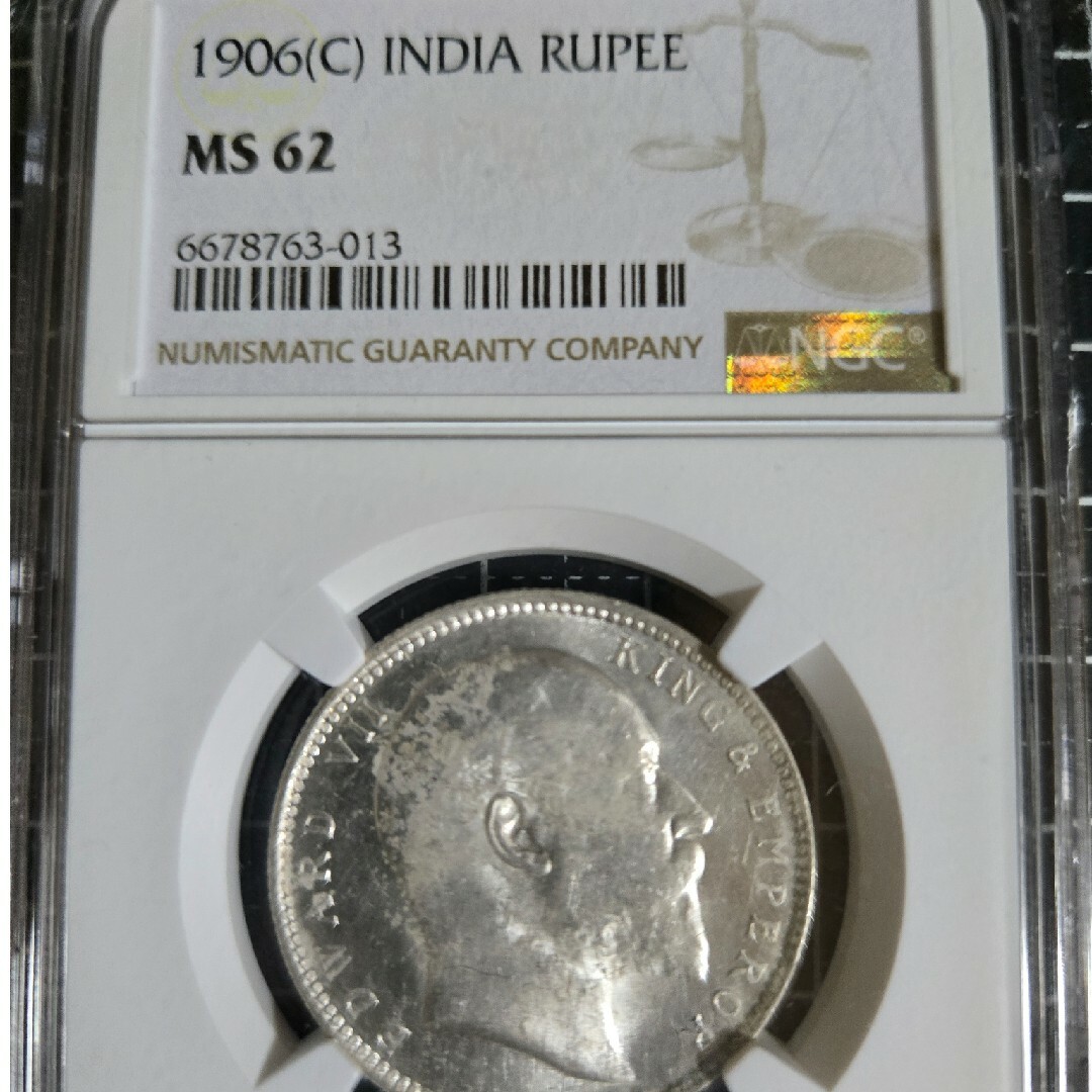 1906年 インド ルピー MS 62 エドワード7世 銀貨 イギリス 古銭