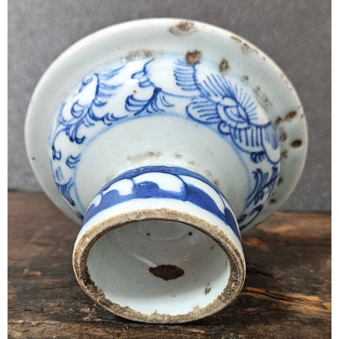 中国古美術 中国古陶磁器 中国古玩 明朝 明代 青華染付 古染付 花文 高