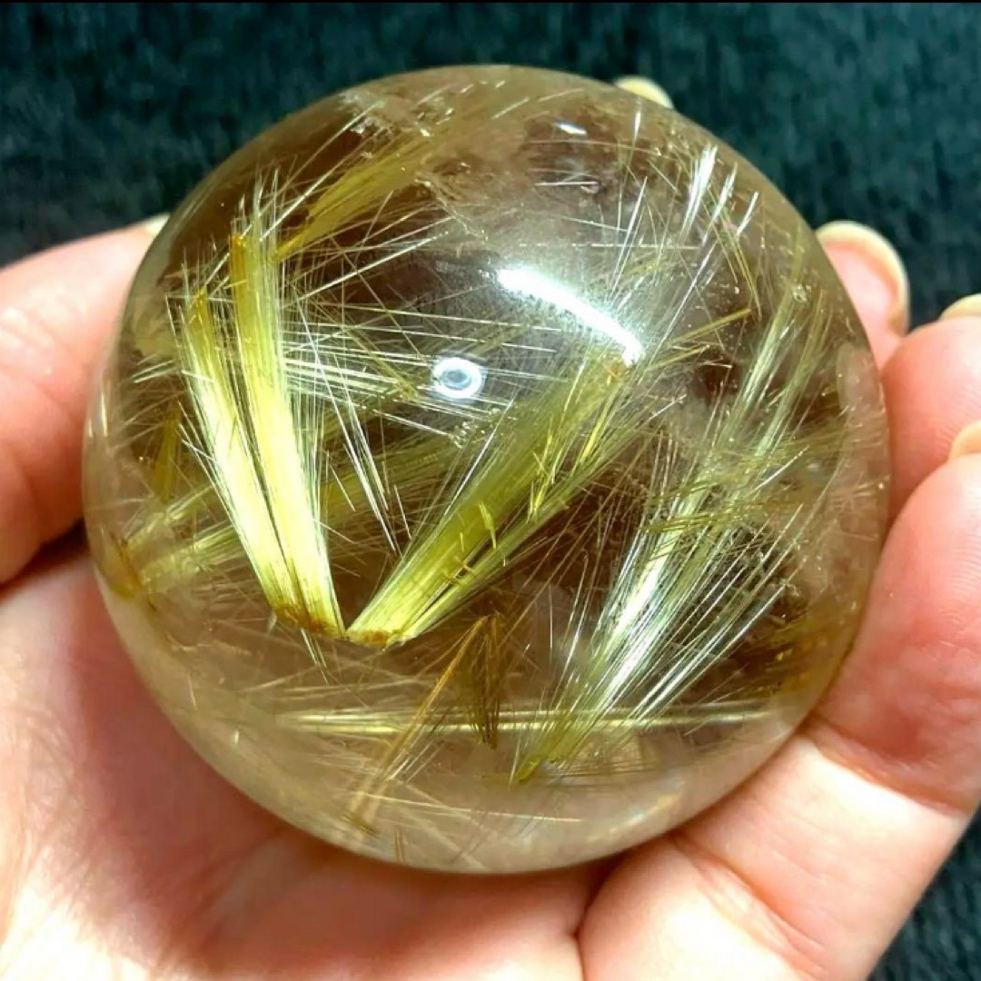 ゴールドルチルクォーツ 丸玉 スフィア 2点 金針水晶 パワーストーン