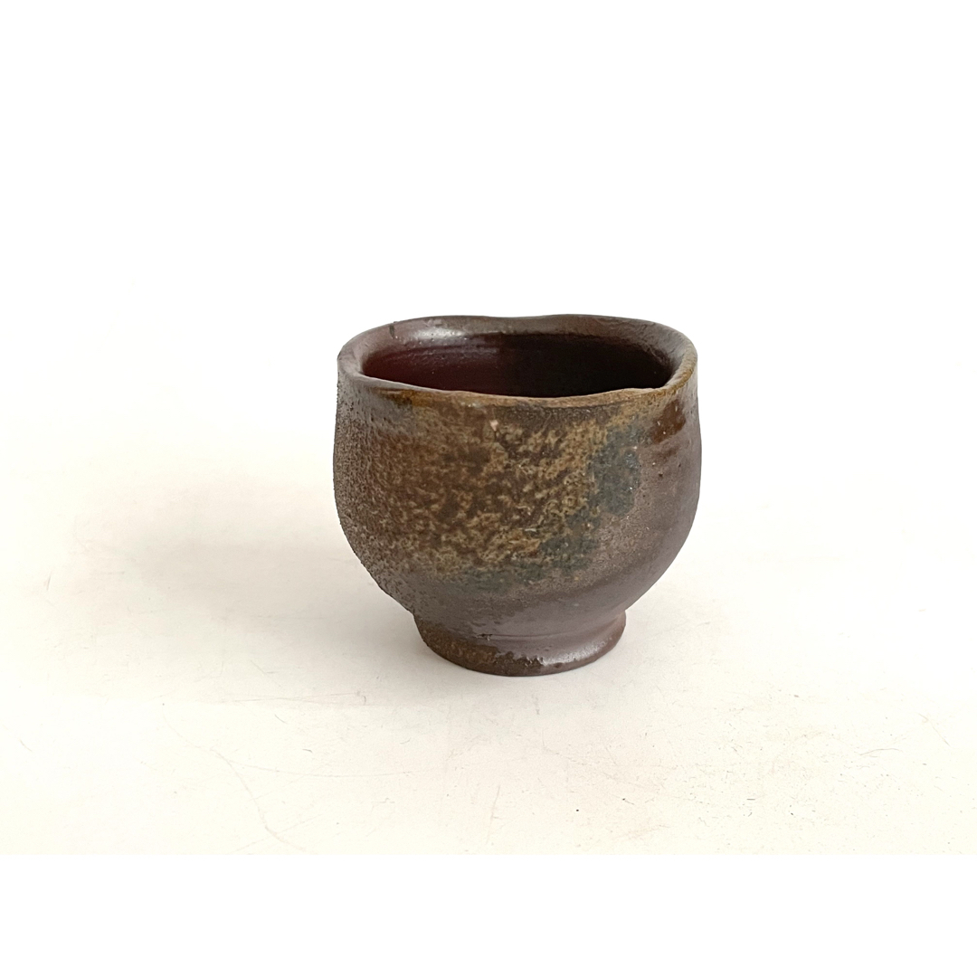 ▽備前焼 藤原雄 人間国宝 備前 酒杯 酒器 ぐい呑 在銘 陶印 栞