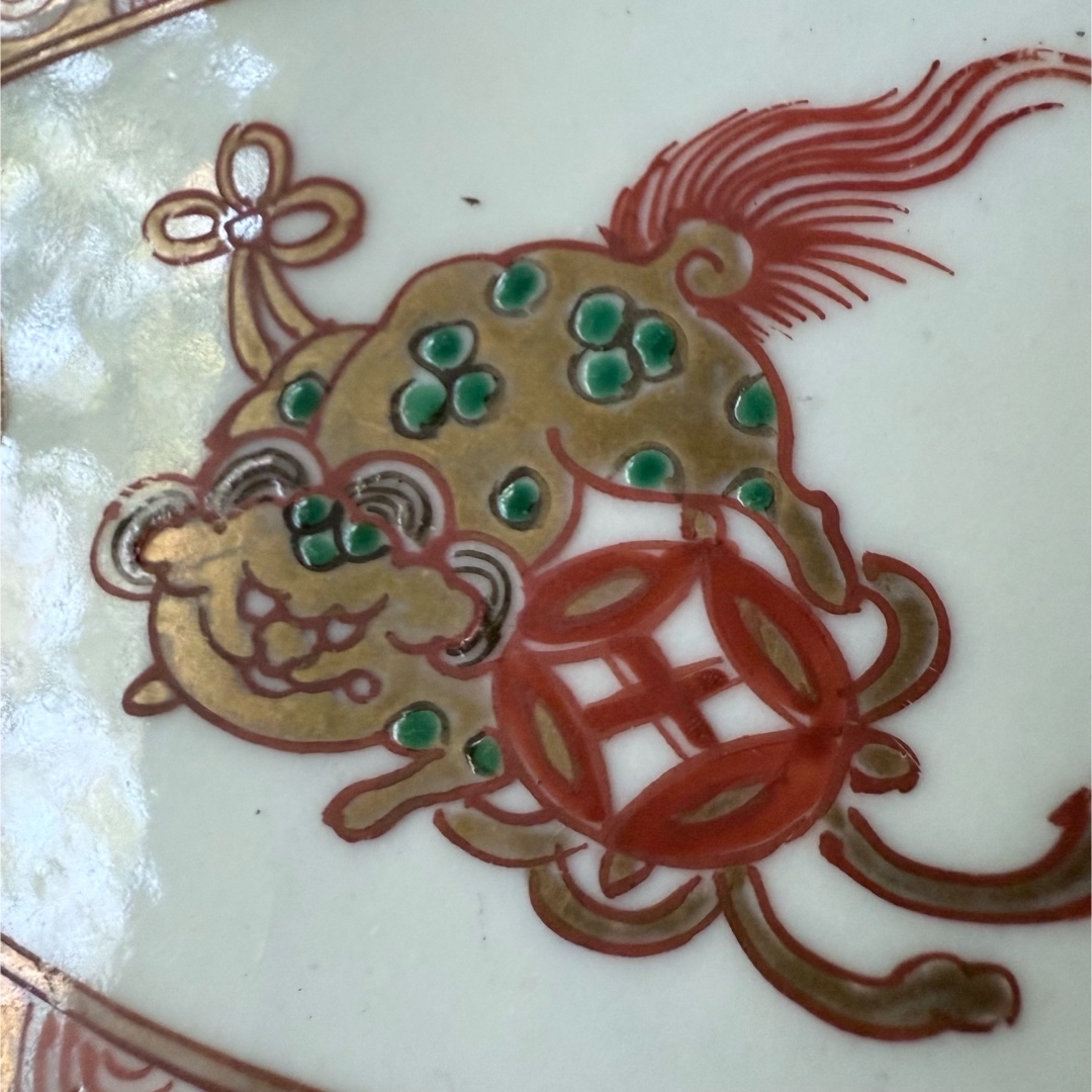 89様感謝‼️最上手伊万里 唐獅子牡丹 富貴繁栄の舟形膾皿 切支丹