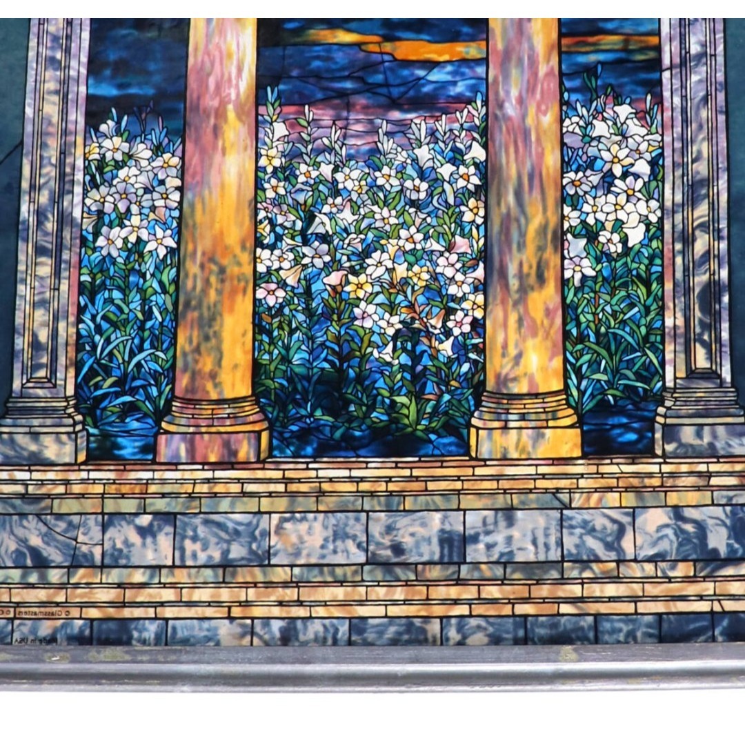 ルイス・C・ティファニー ヴィンテージ ステンドグラス 秋の風景 縦長