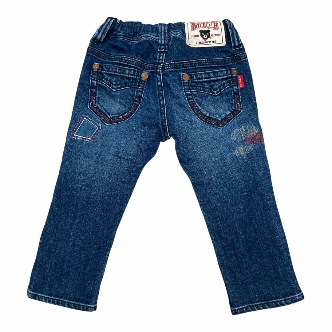 ミキハウスダブルビー 90 定価2万 長ズボン クマ柄 デニムパンツ ジーパン