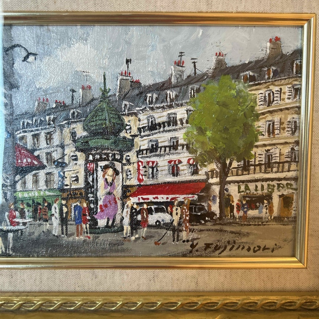 油絵 フランスの街並み ヴィンテージ 油絵 フランス街並 38x31cm