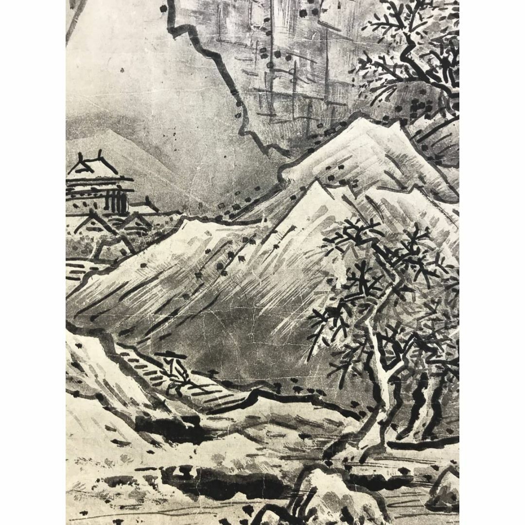 模写/雪舟/雪舟等楊/山水図/大幅/布袋屋掛軸HF-572 模写/雪舟/雪舟等楊