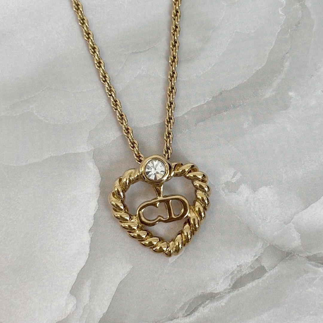 Dior ネックレス ヴィンテージ ハート鍵 Christian Dior シルバー 箱付