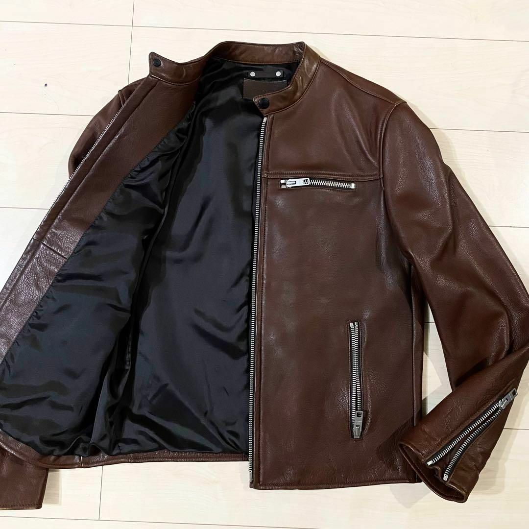 coach コーチ 牛革 レザージャケット シングルライダース ブラウン S
