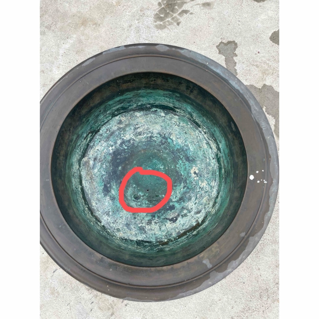 大正十一年青銅製 獅子足火鉢 木製台座付き