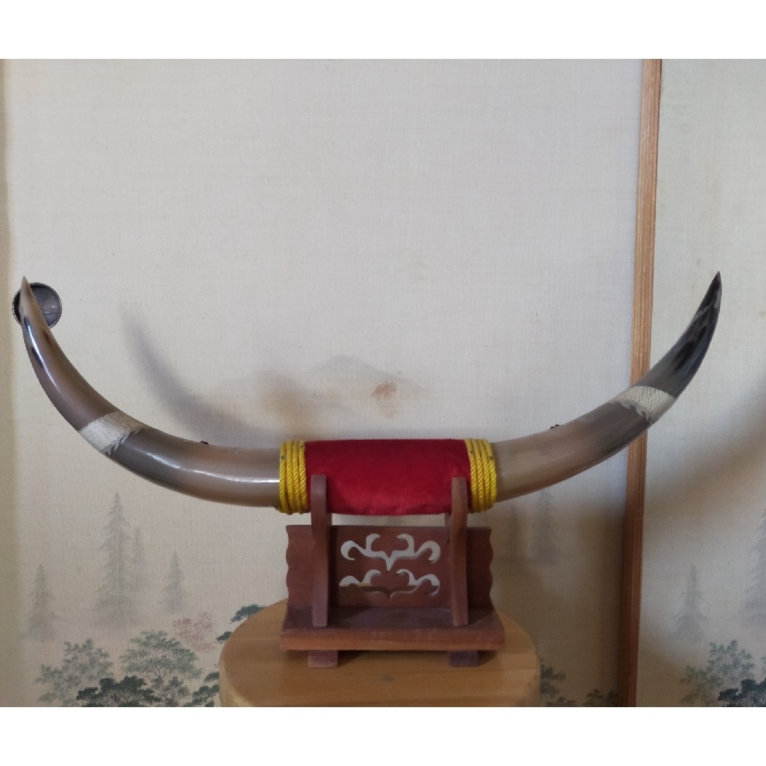 昭和レトロ 水牛の角 専用台付き 美術品/アンティーク